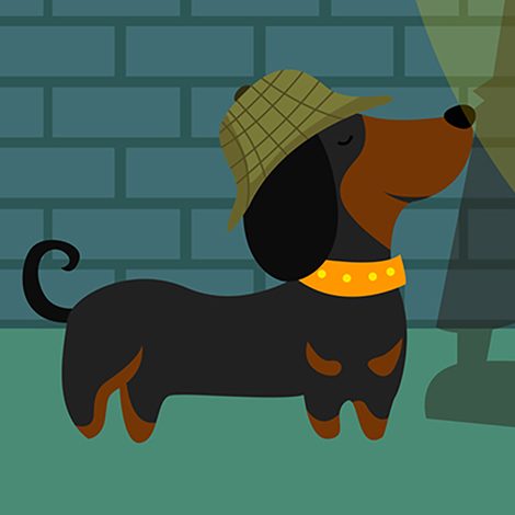 a dog dressed up like a detective